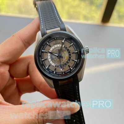 Copy Omega Aqua Terra 150m Worldtimer Gray Microblasted Watch